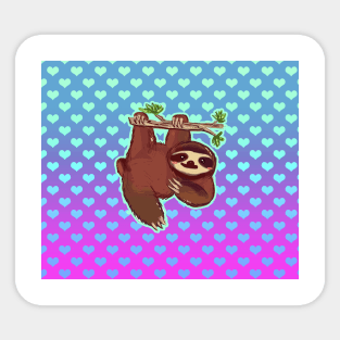 Tree Sloth Ombre Heart Pattern Sticker